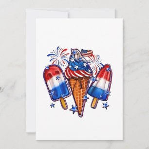 Invitation Patriotic Popsicles Crème de glace 4 juillet