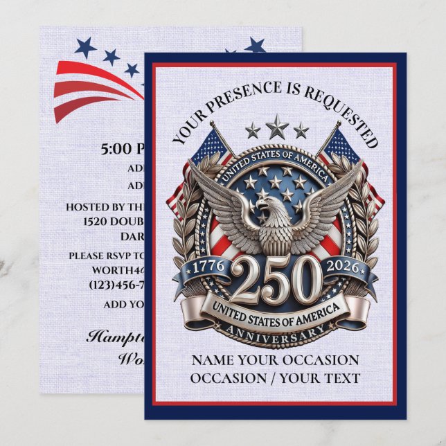 Invitation Patriotic Semiquintennial (Devant / Derrière)