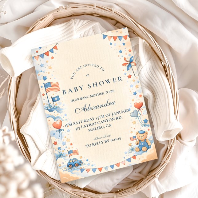 Invitation Patriotic Stars & Stripes Baby Shower (Créateur téléchargé)