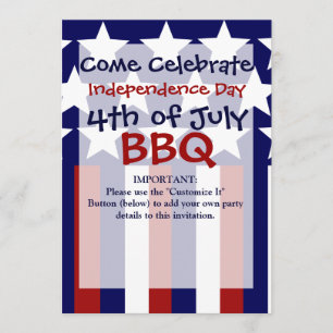 Invitation Patriotic Stars Stripes Freedom Drapeau 4 juillet