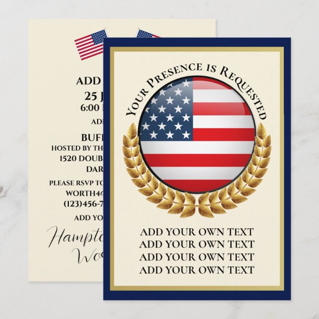 Invitation PATRIOTIQUE (Devant / Derrière)