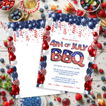 Invitation Patriotique 4 juillet BBQ