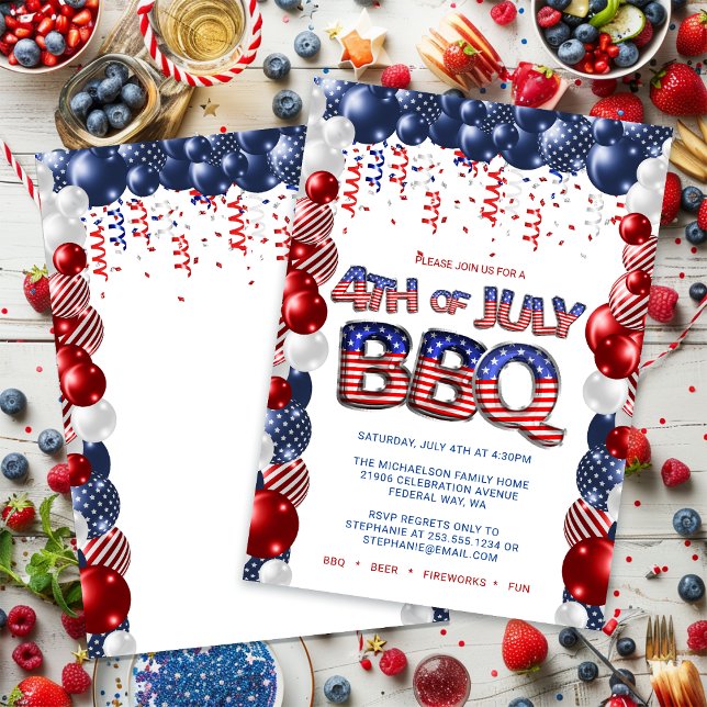 Invitation Patriotique 4 juillet BBQ (Patriotic 4th of July BBQ Invitation)