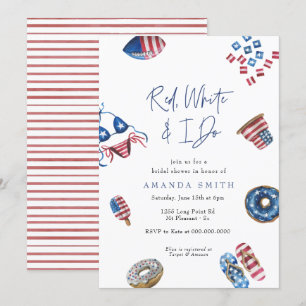 Invitation Patriotique 4 Juillet Rouge Blanc & I Do Fête des 