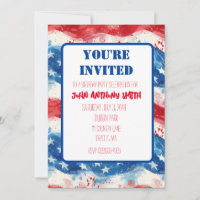 Invitation patriotique Anniversaire BBQ Quart juil