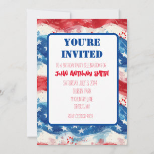 Invitation patriotique Anniversaire BBQ Quart juil