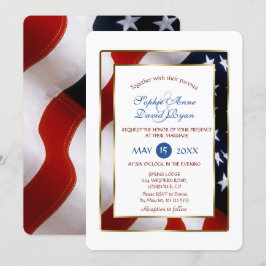 Invitation Patriotique, Élégant Mariage de trame or drapeau a