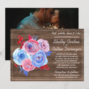 Invitation Patriotique Floral Quart Juillet Mariage photo