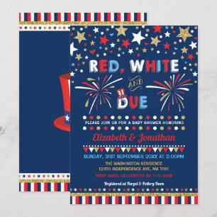 Invitation Patriotique Juillet 4 Baby shower Rouge Blanc dû