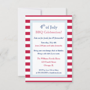 Invitation Patriotique moderne Été 4 juillet Barbecue
