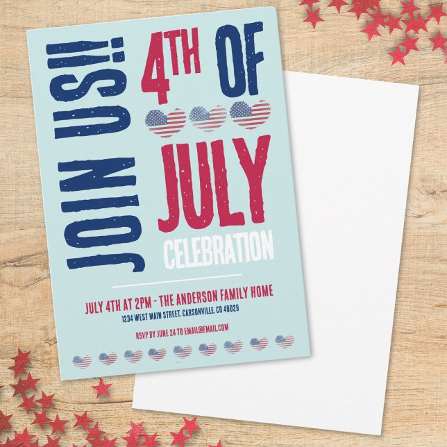 Invitation Patriotique rouge blanc 4 juillet Parti (4th Of July Party Red White Blue Patriotic Invitation)