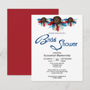 Invitation Patriotique Rouge Bleu Bleu Haut Bordure Demi-Fleu