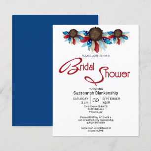 Invitation Patriotique Rouge Bleu Bleu Haut Bordure Demi-Fleu
