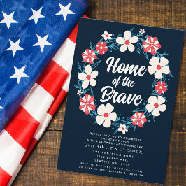 Invitation Patriotique Rustique Floral 4 juillet Cuisine