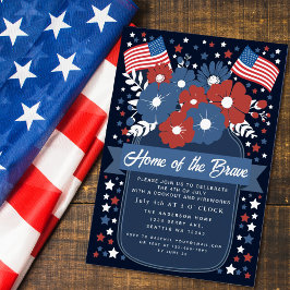 Invitation Patriotique Rustique Floral 4 juillet Cuisine