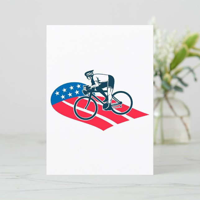 Invitation Patriotique USA Cyclisme Américain Drapeau Vélo Ri (Créateur téléchargé)