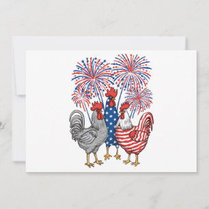 Invitation Patriotique USA Picken USA Hen 4 juillet