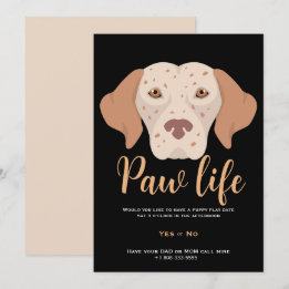 Invitation Patte de chien chiot mignon fête de vie