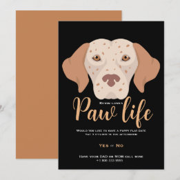 Invitation Patte de chien chiot mignon fête de vie