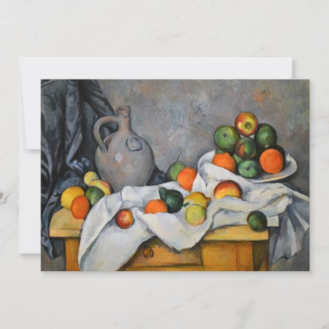Invitation Paul Cezanne - Rideau, bol de jug et de fruits (Devant)