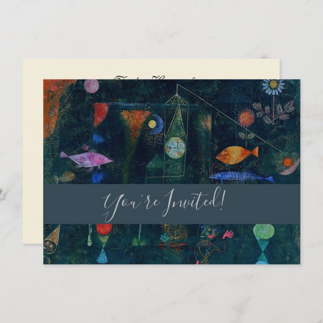 Invitation Paul Klee Fish Magic Peinture Abstraite Art graphi (Devant / Derrière)