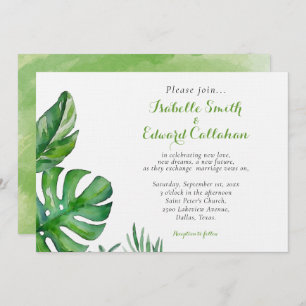 Invitation Paume vert tropicale Feuille Mariage