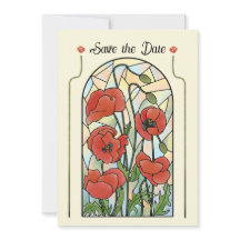 Pavés de verre coquelicots Enregistrez la date