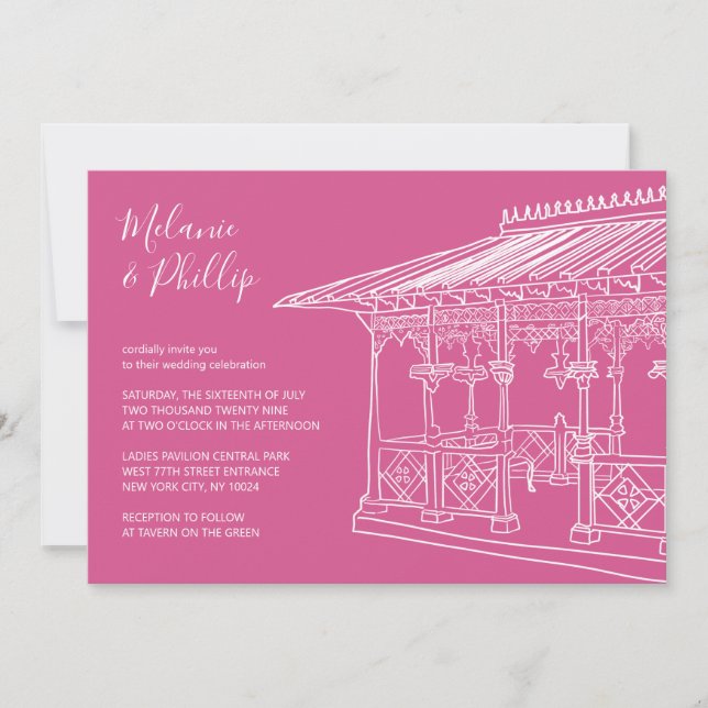 Invitation Pavillon des Dames Central Park New York Mariage (Devant)