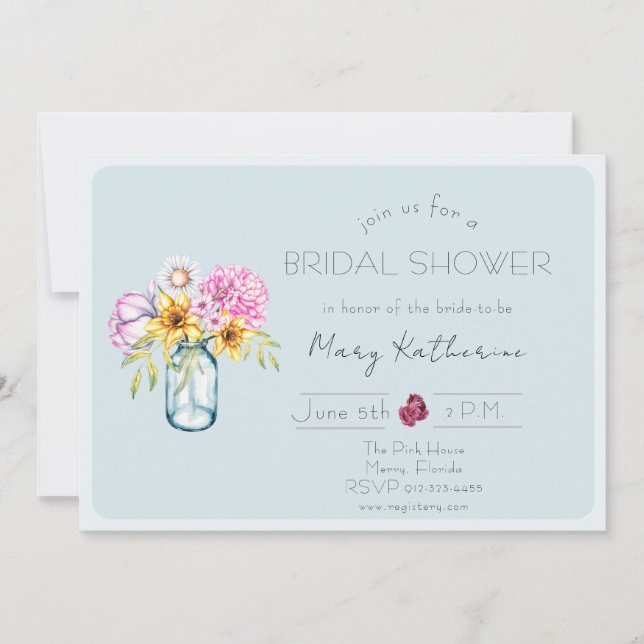 Invitation Pavot floral nuptiale (Devant)