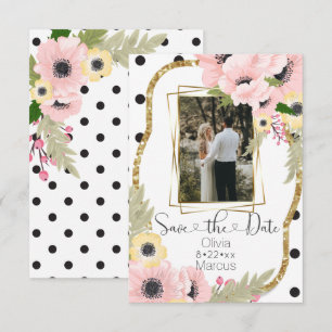 Invitation Pavot rose jaune Enregistrer la date Floral Photo