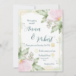 Invitation Pavot rose Mariage d'aquarelle