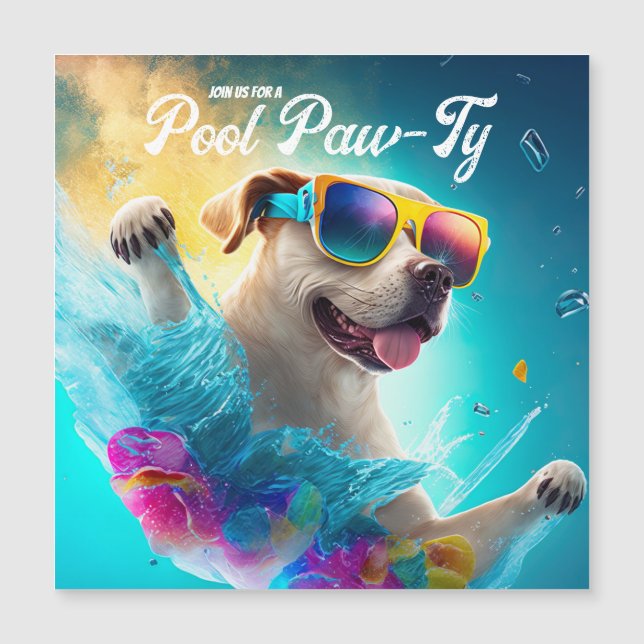 Invitation Paw-Ty Pool, Partie Personnalisée Puppy (Devant)