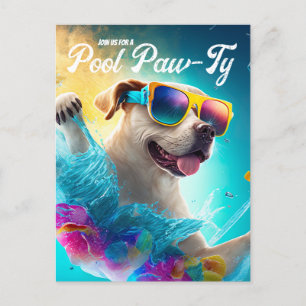 Invitation Paw-Ty, Pool Puppy Anniversaire
