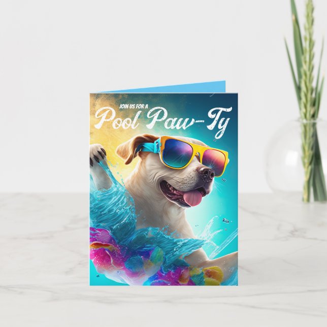 Invitation Paw-Ty, Pool Puppy Anniversaire (Devant)