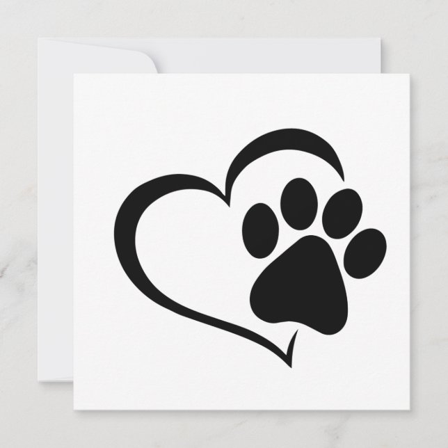 Invitation PawPrint et Heart Design (Devant)