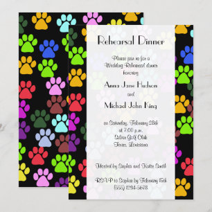 Invitation Paws Colorés, Motif Paw, Dîner De Répétition
