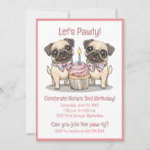 Pawty Birthday Carlin Dogs Cupcake