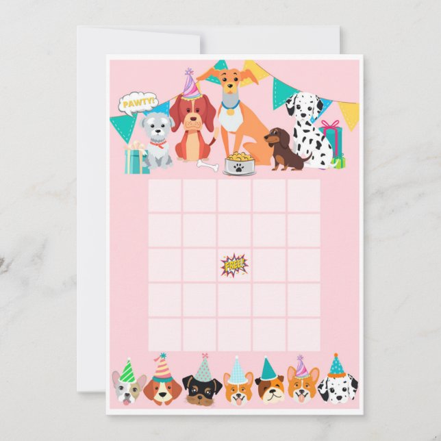 Invitation Pawty chiot chien berceau de bingo crads (Devant)