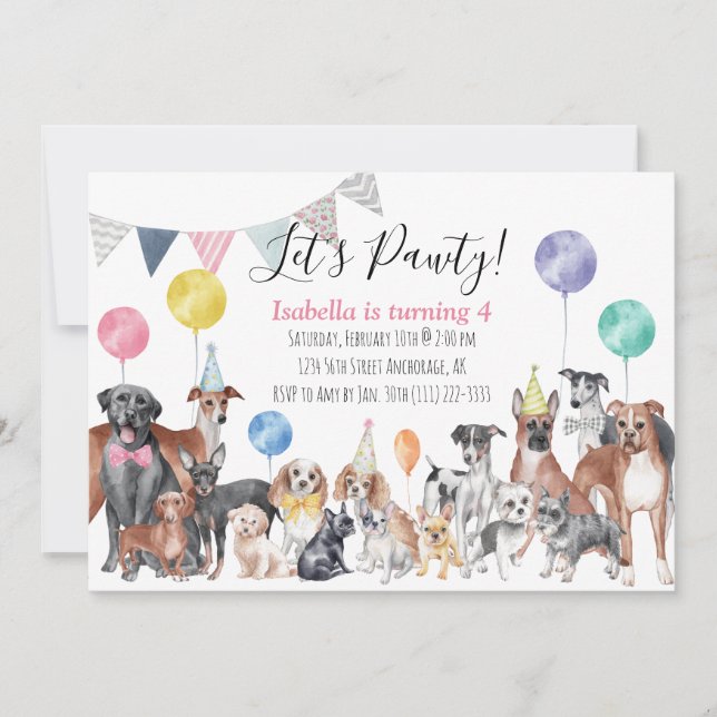 Invitation Pawty Dog Anniversaire     (Devant)