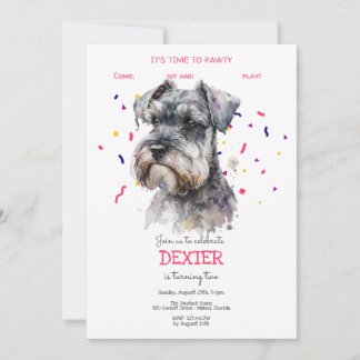 Invitation Pawty, fête d'anniversaire de chien