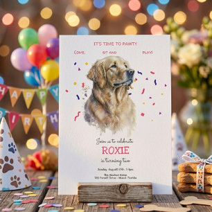 Invitation Pawty, fête d'anniversaire de chien