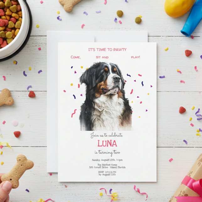 Invitation Pawty, fête d'anniversaire de chien (Créateur téléchargé)