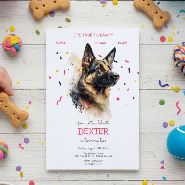 Invitation Pawty, fête d'anniversaire de chien (Créateur téléchargé)
