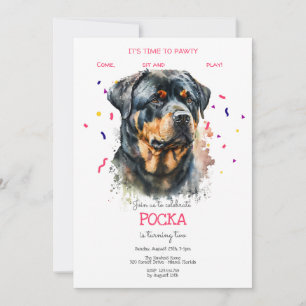 Invitation Pawty, fête d'anniversaire de chien
