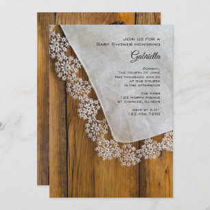 Invitation Pays Baby shower dentelle