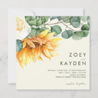 Pays Bouquet de tournesol jaune Mariage carré