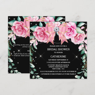 Invitation Pays chic diamant rose rose couleur verdure