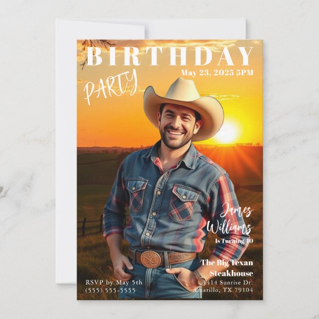 Invitation Pays de couverture du magazine Anniversaire (Devant)