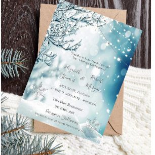 Invitation Pays des merveilles d'hiver, Mariage aux guirlande