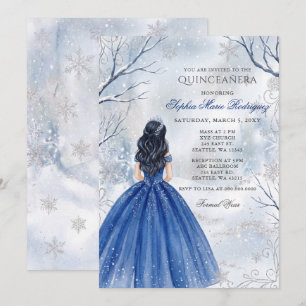 Invitation Pays des merveilles d'hiver Princesse Royale Bleu